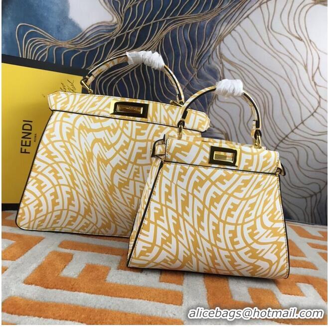 Famous Brand Fendi PEEKABOO ISEEU MEDIUM Yellow and white FF Vertigo leather bag 8BN321AGK