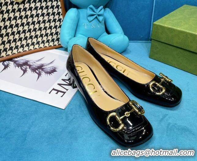 Perfect Gucci Patent Leather Pumps 2.5cm with Horsebit 043017 Black 2021