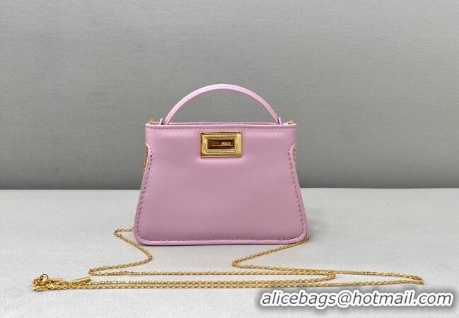 Discount Fendi Leather Nano Pico Peekaboo Bag Charm FD8385 Lilac Pink 2021