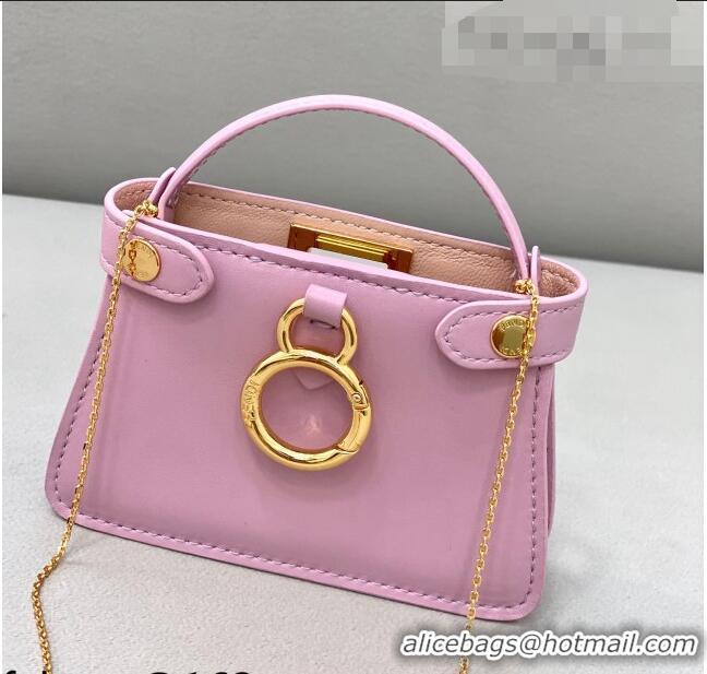 Discount Fendi Leather Nano Pico Peekaboo Bag Charm FD8385 Lilac Pink 2021