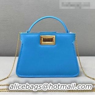 Cheapest Fendi Leather Nano Pico Peekaboo Bag Charm FD8385 Light Blue 2021