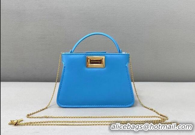 Cheapest Fendi Leather Nano Pico Peekaboo Bag Charm FD8385 Light Blue 2021