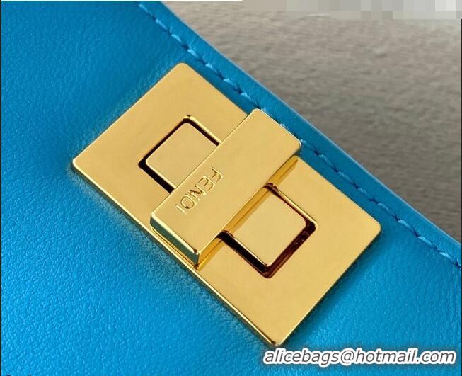 Cheapest Fendi Leather Nano Pico Peekaboo Bag Charm FD8385 Light Blue 2021