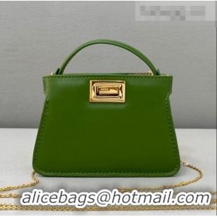 Famous Brand Fendi Leather Nano Pico Peekaboo Bag Charm FD8385 Green 2021