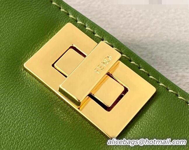 Famous Brand Fendi Leather Nano Pico Peekaboo Bag Charm FD8385 Green 2021