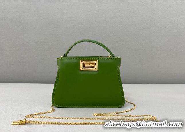 Famous Brand Fendi Leather Nano Pico Peekaboo Bag Charm FD8385 Green 2021