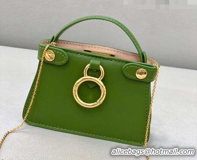 Famous Brand Fendi Leather Nano Pico Peekaboo Bag Charm FD8385 Green 2021