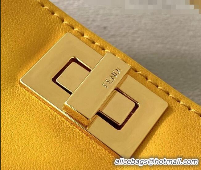 Good Product Fendi Leather Nano Pico Peekaboo Bag Charm FD8385 Yellow 2021