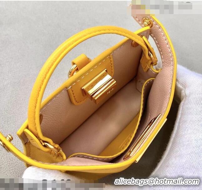 Good Product Fendi Leather Nano Pico Peekaboo Bag Charm FD8385 Yellow 2021