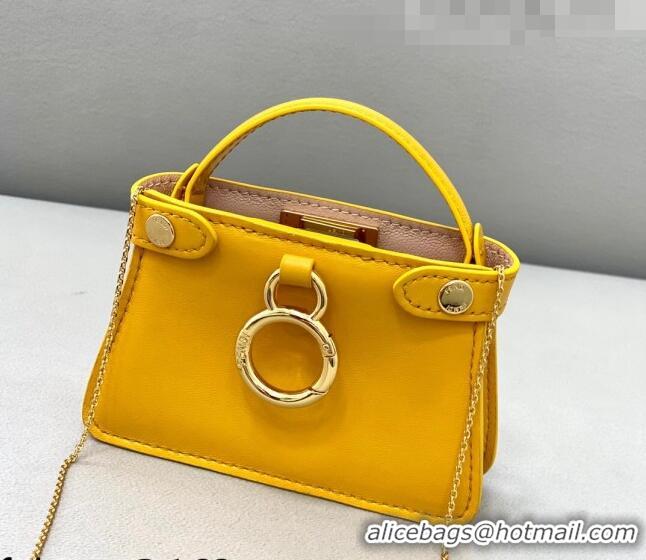 Good Product Fendi Leather Nano Pico Peekaboo Bag Charm FD8385 Yellow 2021