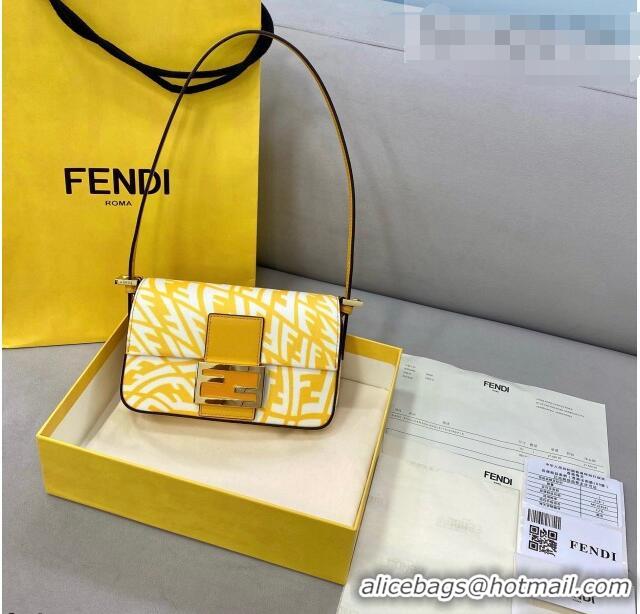 Reasonable Price Fendi Baguette 1997 Mini FF Vertigo Bag F08378 Yellow 2021