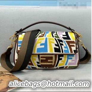 Inexpensive Fendi Baguette Medium Bag in FF Fish-Eye Embroidered Canvas FD8381 Multicolor 2021