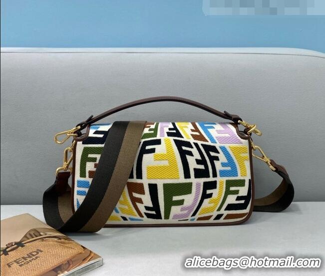 Inexpensive Fendi Baguette Medium Bag in FF Fish-Eye Embroidered Canvas FD8381 Multicolor 2021