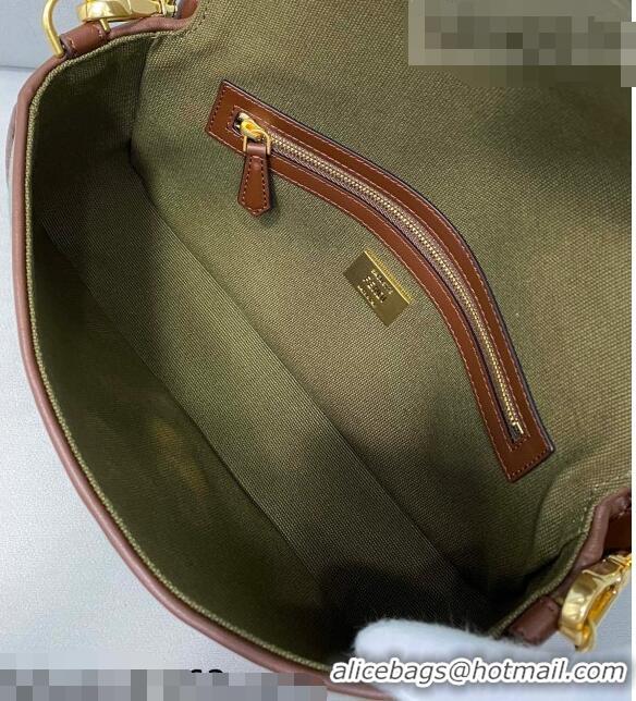 Pretty Style Fendi Baguette Medium Bag in FF Fish-Eye Embroidered Canvas FD8381 Green 2021