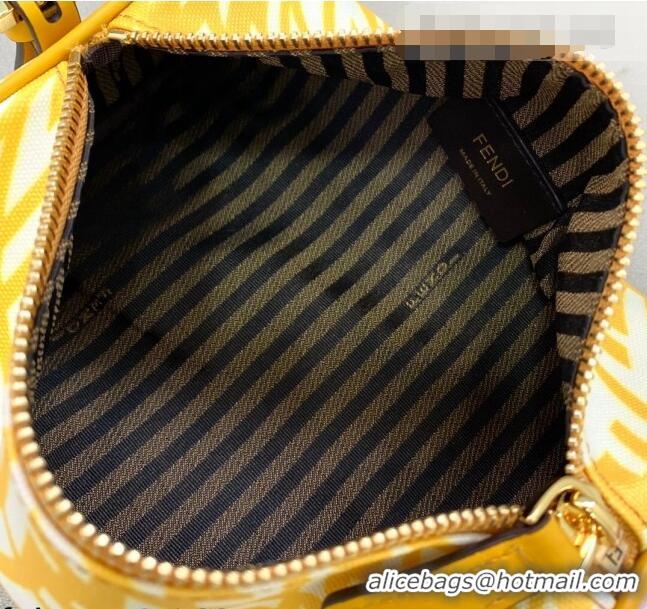 Top Grade Fendi FF Vertigo Canvas Rolling Mini Shoulder Bag FD8377 Yellow 2021