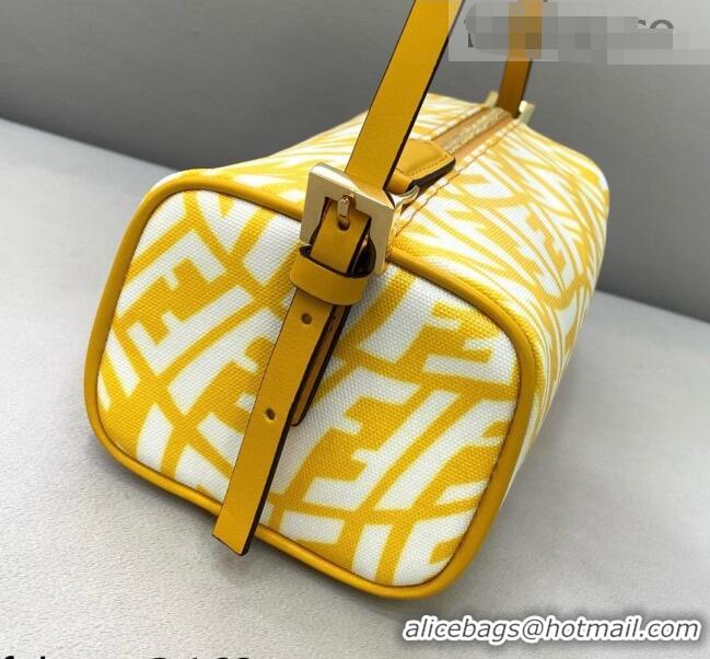 Top Grade Fendi FF Vertigo Canvas Rolling Mini Shoulder Bag FD8377 Yellow 2021