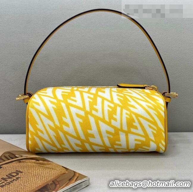 Top Grade Fendi FF Vertigo Canvas Rolling Mini Shoulder Bag FD8377 Yellow 2021