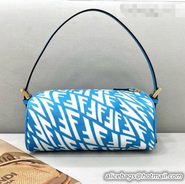 Discount Fendi FF Vertigo Canvas Rolling Mini Shoulder Bag FD8377 Light Blue 2021