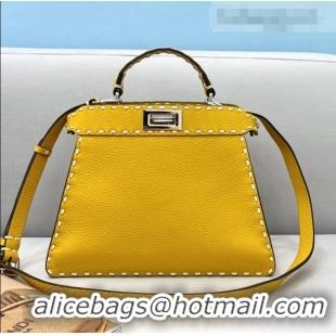 Promotional Fendi Small Peekaboo ISeeU Bag in Stitching Full Grain Leather FD0201 Yellow 2021