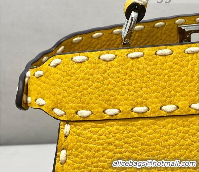 Promotional Fendi Small Peekaboo ISeeU Bag in Stitching Full Grain Leather FD0201 Yellow 2021