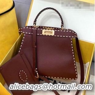 New Fashion Fendi Medium Peekaboo ISeeU Bag in Stitching Full Grain Leather FD0203 Brown 2021