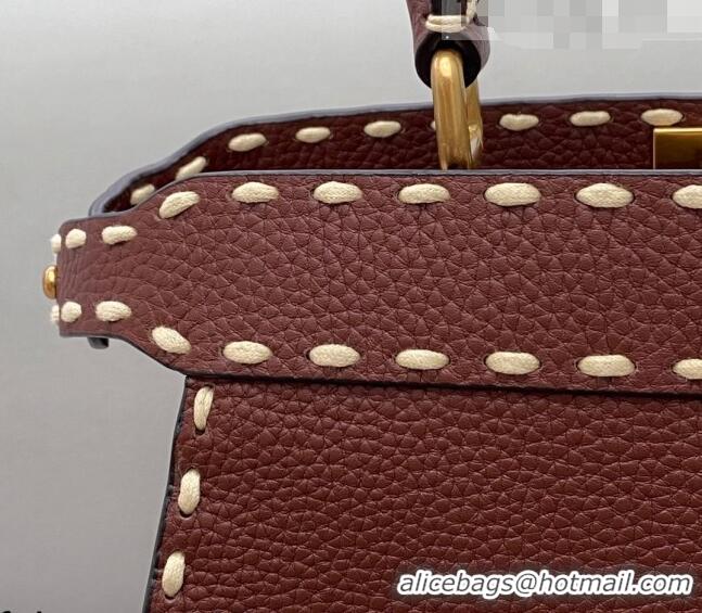 New Fashion Fendi Medium Peekaboo ISeeU Bag in Stitching Full Grain Leather FD0203 Brown 2021