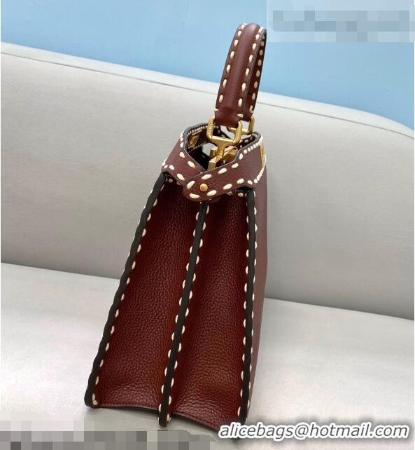 New Fashion Fendi Medium Peekaboo ISeeU Bag in Stitching Full Grain Leather FD0203 Brown 2021