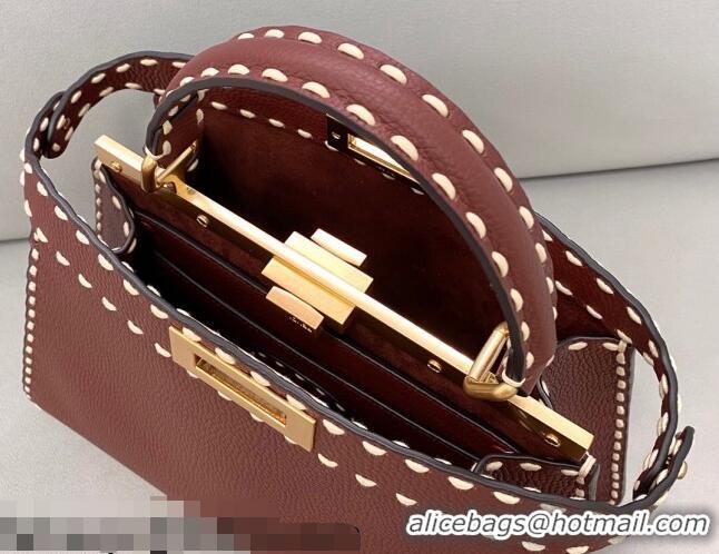 New Fashion Fendi Medium Peekaboo ISeeU Bag in Stitching Full Grain Leather FD0203 Brown 2021