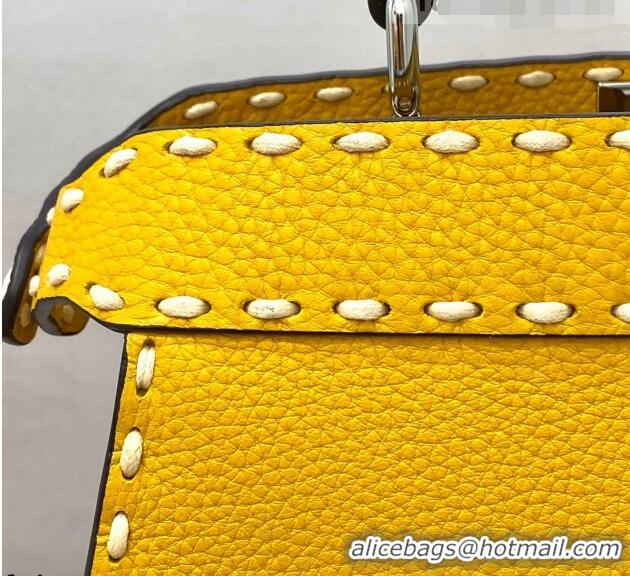 Top Grade Fendi Medium Peekaboo ISeeU Bag in Stitching Full Grain Leather FD0203 Yellow 2021