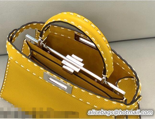 Top Grade Fendi Medium Peekaboo ISeeU Bag in Stitching Full Grain Leather FD0203 Yellow 2021