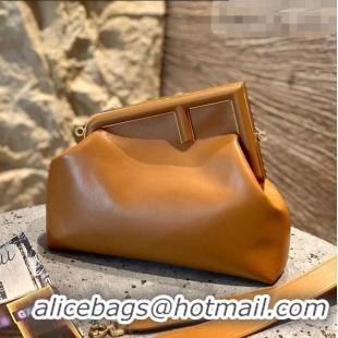 Buy Discount Fendi First Medium Leather Bag Caramel 80018L Brown 2021