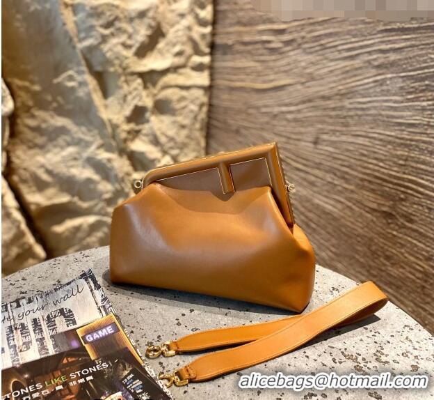 Buy Discount Fendi First Medium Leather Bag Caramel 80018L Brown 2021