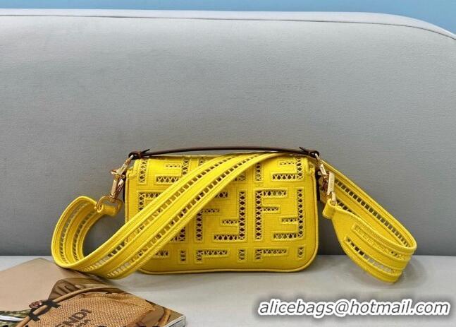 Fendi Baguette Mini Bag with FF embroidery 8372S Yellow 2021