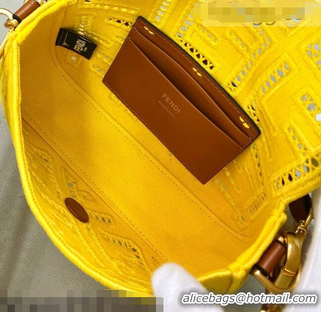 Fendi Baguette Mini Bag with FF embroidery 8372S Yellow 2021