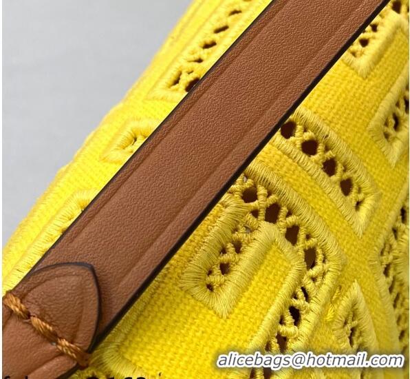 Fendi Baguette Mini Bag with FF embroidery 8372S Yellow 2021