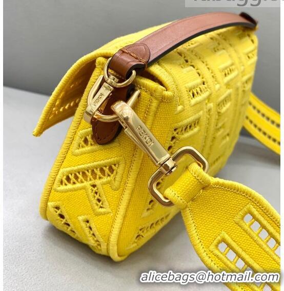 Fendi Baguette Mini Bag with FF embroidery 8372S Yellow 2021