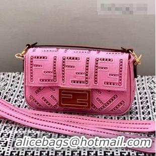 Top Quality Fendi Baguette Mini Bag with FF embroidery 8372S Pink 2021