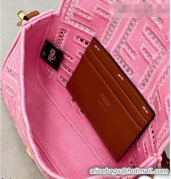 Top Quality Fendi Baguette Mini Bag with FF embroidery 8372S Pink 2021