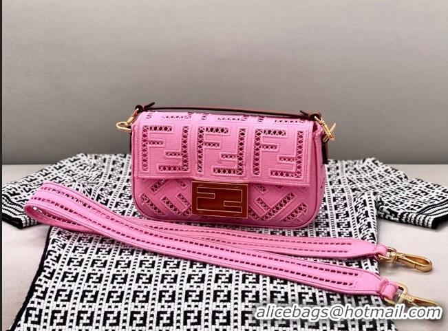 Top Quality Fendi Baguette Mini Bag with FF embroidery 8372S Pink 2021