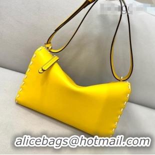 Famous Brand Fendi Triangle Mini Bag in Stitching Leather 8388 Yellow 2021