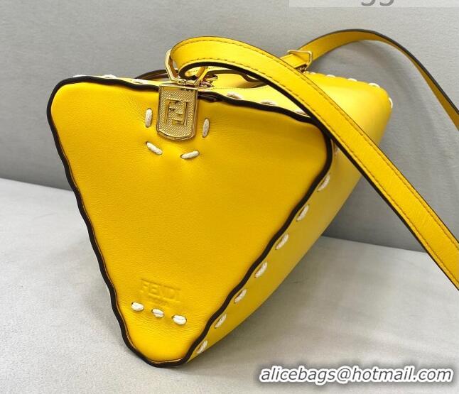 Famous Brand Fendi Triangle Mini Bag in Stitching Leather 8388 Yellow 2021