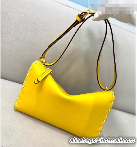 Famous Brand Fendi Triangle Mini Bag in Stitching Leather 8388 Yellow 2021