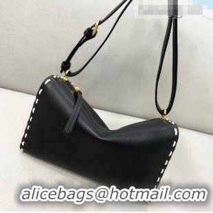 New Fashion Fendi Triangle Mini Bag in Stitching Leather 8388 Black 2021