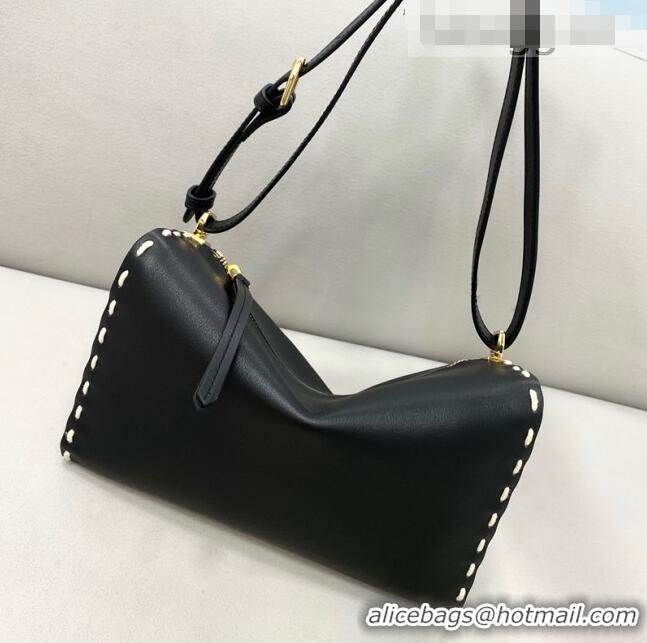 New Fashion Fendi Triangle Mini Bag in Stitching Leather 8388 Black 2021