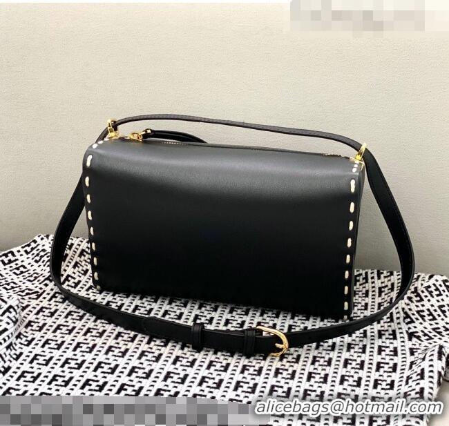 New Fashion Fendi Triangle Mini Bag in Stitching Leather 8388 Black 2021