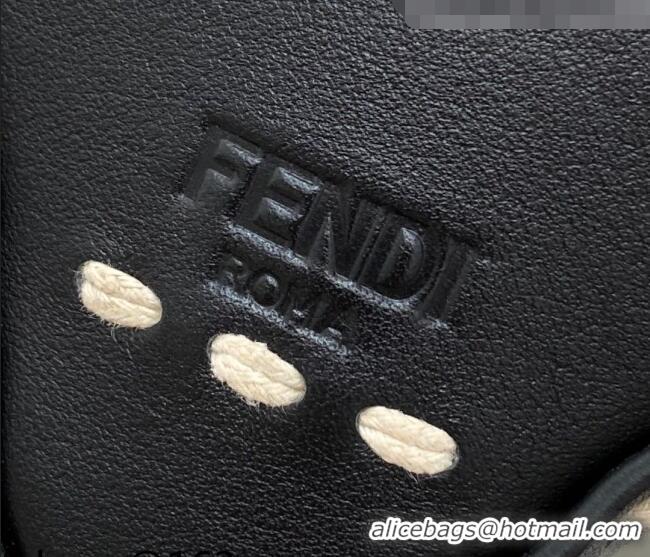 New Fashion Fendi Triangle Mini Bag in Stitching Leather 8388 Black 2021