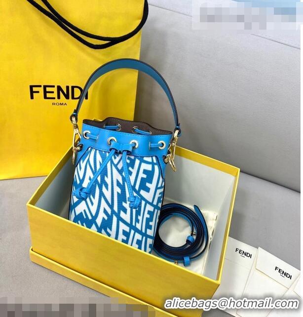 Market Sells Fendi Mon Tresor Mini Bucket Bag in FF Vertigo Glazed Canvas FD222 Light Blue 2021