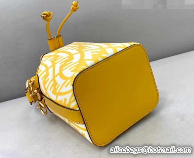 Buy Cheap Fendi Mon Tresor Mini Bucket Bag in FF Vertigo Glazed Canvas FD222 Yellow 2021