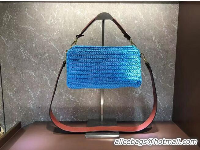 Good Product Fendi BAGUETTE Blue cotton crochet bag 8BR600