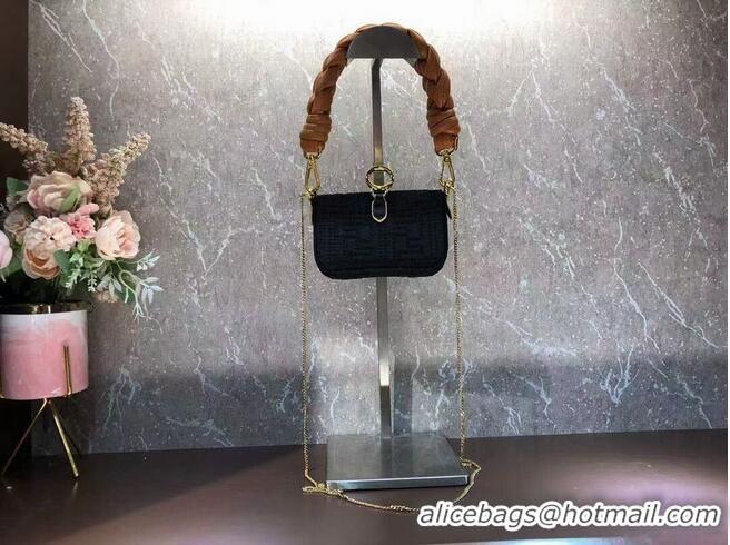 Super Quality Fendi mini BAGUETTE cotton bag F6550 black